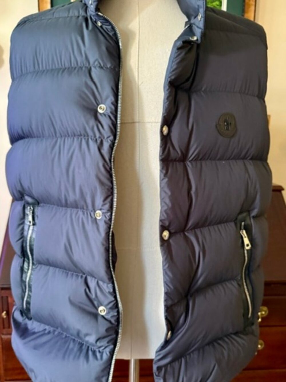 MONCLER Herniaire Quilted Down Vest Gilet, Black, Excellent-Size 3, M, RT 1555$